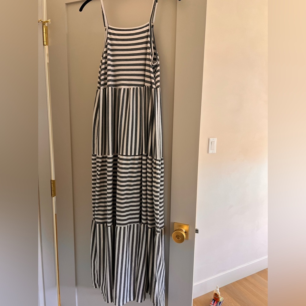 SHEIN Black and White Striped Maxi Dress